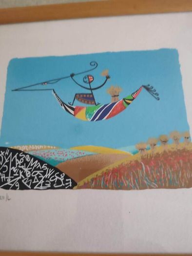 The Harvesting Framed Signed Stamped Certifate By Meloniski -il Metitore -serigrafia 1999 25 X 35 Cm. The Print Is 18.5 X 14 Cm.