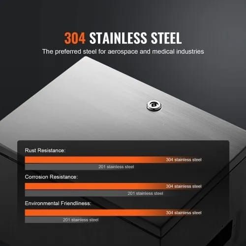Steel Electrical Box, 40.6 x 30.5 x 15.2 cm, 304 Stainless Steel Electrical Enclosure Box, Wall-Mounted Outdoor Electrical Electronic Equipment Enclosure with Mounting Plate Hinges Lock, IP66 Waterproof
