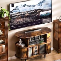 Mid Century Modern TV Stands for Bedroom, TV Entertainment Center with Storage for TVs, Media Console Cabinet with Sliding Doors for Bedroom, Living Room
