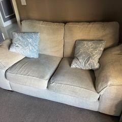 Beige 2 Seater Fabric Sofa's x 2