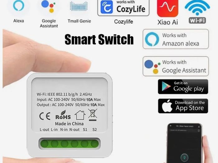 Mini Wifi Smart Switch 2 Way Control Smart life or  Tuya App  16A DIY Light Switches   Alexa Yandex Alice Smart Google Home APP Voice Control