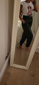 Vintage black genuine SPHINX leather pegged style high waisted pants with side and back pockets  14UK - Fit (12-14UK)