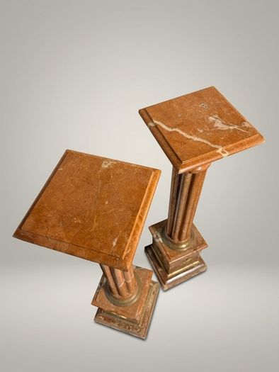 Pair of Neoclassical Style Veined Marble Columns