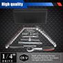 NEW SALE | 46Pcs Socket Wrench Kit, 34Pcs 1/4'' Drive Socket Wrench Bits & Driver - with Flexible Extension Rods, Quick Release Reversible Ratchet, Wrench Handle - for Home Car Repair Image 2