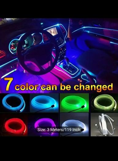 3m Usb Cold Light Lamp With Atmosphere Effect For Car Interior Decoration