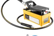 689 bar(10,000PSI) Air Hydraulic Pump, 1.6 L(0.42 Gal) Reservoir, NPT 9.5mm(3/8 In) Oil Outlet, NPT 6.4mm(1/4 In) Inlet, Aluminum Shell Air Actuated Treadle Foot Pump, for Automobile Repair Frame Machine &amp; Hydraulic Press
