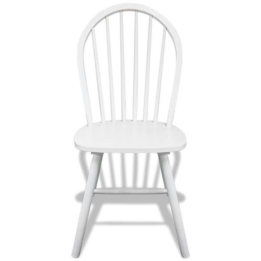 Dining Chairs 6 pcs White Solid Rubber Wood