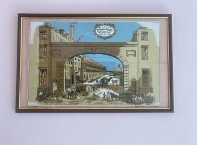 Vintage Pub Decor/70's Framed Print of Guinness Brewery