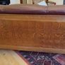 Free to collect: solid wood burgundy leather couches - 2 and 3 seater Image 3