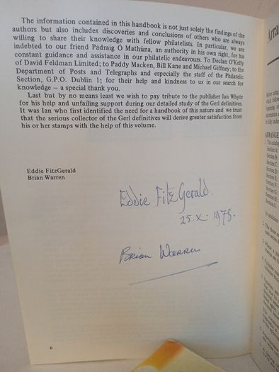 The Gerl Definitives: A Specialised Handbook of the Definitive Postage Stamps of Ireland 1968 to 1978 by Brian Warren and Edward Fitzgerald (Signed by the Authors) (GT387)
