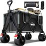 150kg Festival Camping Trolley on Wheels  Black Heavy Duty Folding Wagon Cart with All Terrain Wheels, Brake, Portable for Outdoor, Beach, Garden & Shopping Image 8