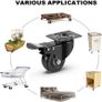 Heavy Duty Castor Wheels with 4 Brakes + Screws - 50mm - 200 kg Load - Set of 4 - No Floor Marks Silent Caster for Moving Furniture - Rubbered Swivel Trolley Wheels - Black Castors Image 3
