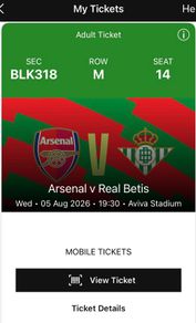 Arsenal V Real Betis Football