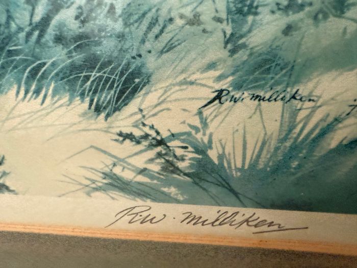 W. Milliken (1920 to 2014) Pheasants in Flight. Vintage Brotherton Gallery Sporting Print