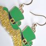 St Patrick earring hat green gold Image 2