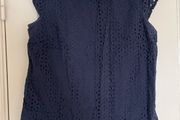 Navy embroidery anglaise Top