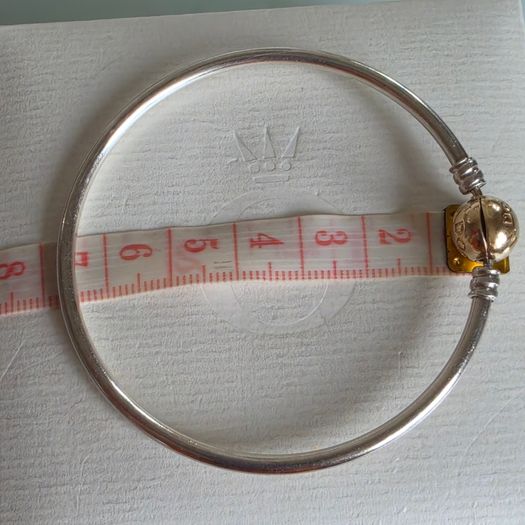 Pandora Moments two-tone bangle ir sterling silver with a 14k yellow gold ball clasp. (Size approx 19cm) for the right size please check all the photos (the bracelet is in very good condition)