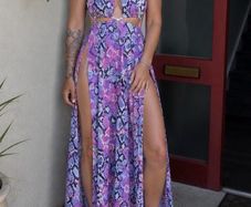 ASOS Purple Snake Print Cut Out Maxi Dress UK 10 Brand new with tags