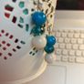 Handmade Glass Crystal And Mother Of Pearl Turquoise Earrings Image 4