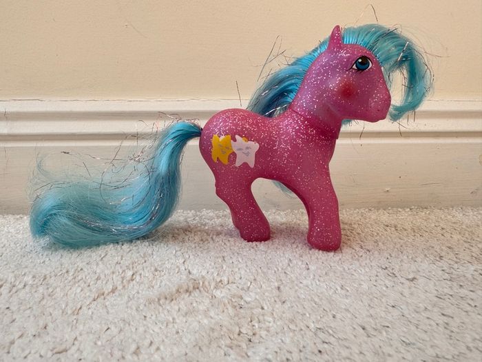 My Little Pony Star Dancer Sparkle Vintage 1987 Hasbro G1 MLP Pink Glitter approx. 12 cm. Used Please see photos