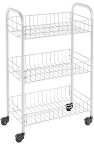 Service Trolley Siena with 3 Stages, Metal, White, 23 x 41 x 63 cm (FREE POSTAGE)