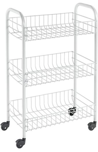 Service Trolley Siena with 3 Stages, Metal, White, 23 x 41 x 63 cm (FREE POSTAGE)