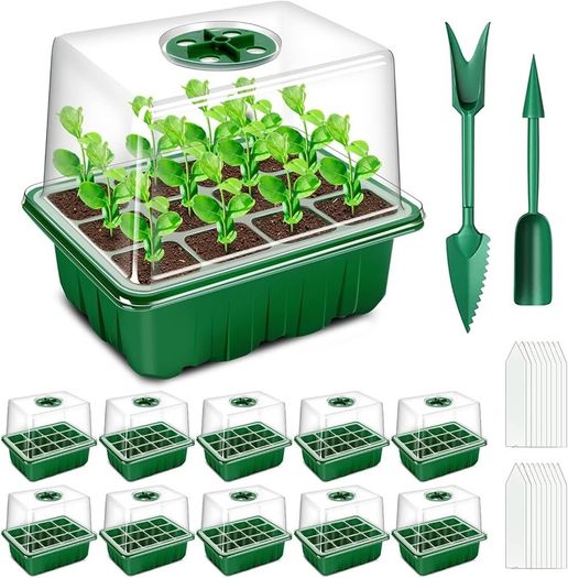 NEW SALE | Seed Trays, 10 Pack 120 Cells Propagator with Heightened Lids, Growing Thicken Seedling Starter