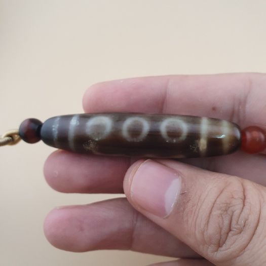 Vintage 5 Eyes Himalayan Tibetan Agate Dzi Bead Amulet