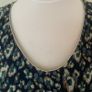 Navy, green & beige blouse. Size S Image 2