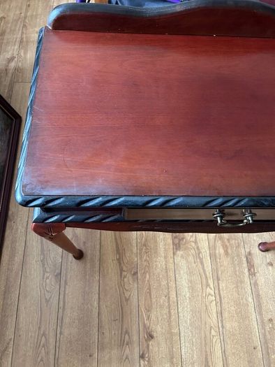 Mahogany console table and picture