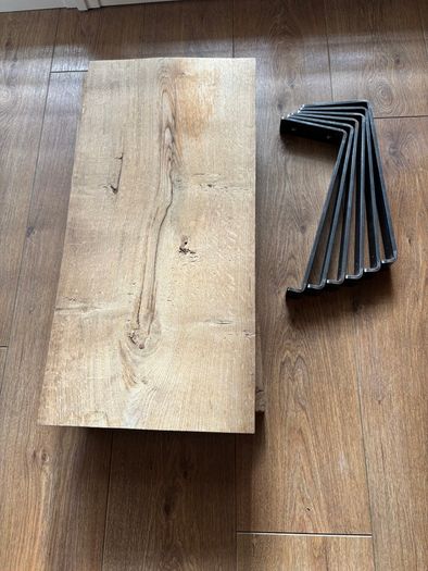 Chunky Solid Rustic Wood Shelves with Heavy Duty Steel Brackets