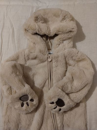 fluffy Cosy Hooded pramsuit all in one