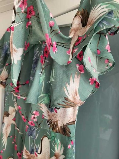 FOREVER UNIQUE green birds wide leg bardot jumpsuit Sz 12 - Rrp 249 (New)