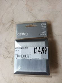Decor Single TV/FM Coaxial Outlet In Satin Chrome.  In original  Packaging.