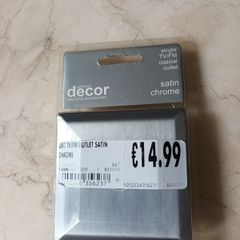 Decor Single TV/FM Coaxial Outlet In Satin Chrome.  In original  Packaging.