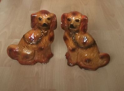 Fabulous PAIR of LARGE Russet Coloured Staffordshire Dogs