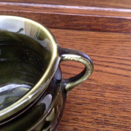 A Pair of Vintage Dark green ireland Decorative cauldron pots