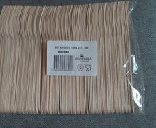 Pack of 100 wooden 6 inch forks