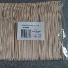 Pack of 100 wooden 6 inch forks