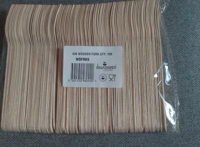 Pack of 100 wooden 6 inch forks