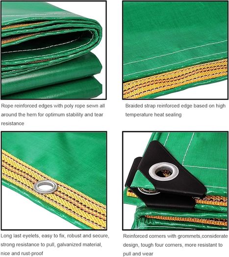 Tarpaulin Waterproof Heavy Duty 420g/m 100% Waterproof Tarps Multi-Purpose Cover for Kennels Chicken Coops Fishpond Hay Log Pile Roof Trailer Outdoor Furniture Ground Sheet 1.5 x 2M