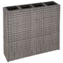 Garden Raised Bed with 4 Pots 2 pcs Poly Rattan Grey Image 2