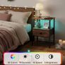 Bedside Table Set of 2 with Charging Station, Small Side Table with LED Lights, Nightstand Image 4