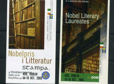 2005 Ireland Stampa Members Souvenir overprinting Nobel Literature Laurates Commemorative Stamps Booklet Overprinted for Stampa Mint Never Hinged (MNH). Contains both Irish & Swedish Booklet