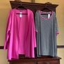 NEW  FURTHER REDUCED from SAMOON a pink casual cardigan with side slits and a matching black and white top with pink trim . Length of both items is 33 inches Image 4