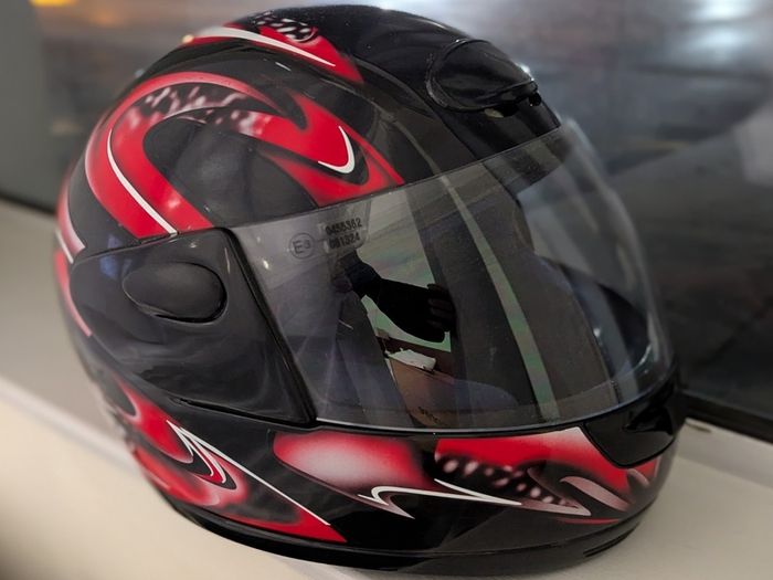 Red Black Full Face Motorbike Helmet Size L
