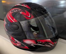 Red Black Full Face Motorbike Helmet Size L