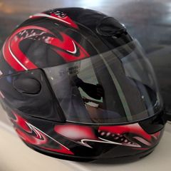 Red Black Full Face Motorbike Helmet Size L