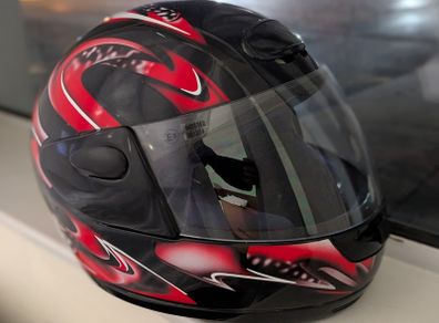 Red Black Full Face Motorbike Helmet Size L