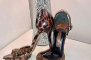 Brown and Gold Designer Gina Stilettos Size 5.5